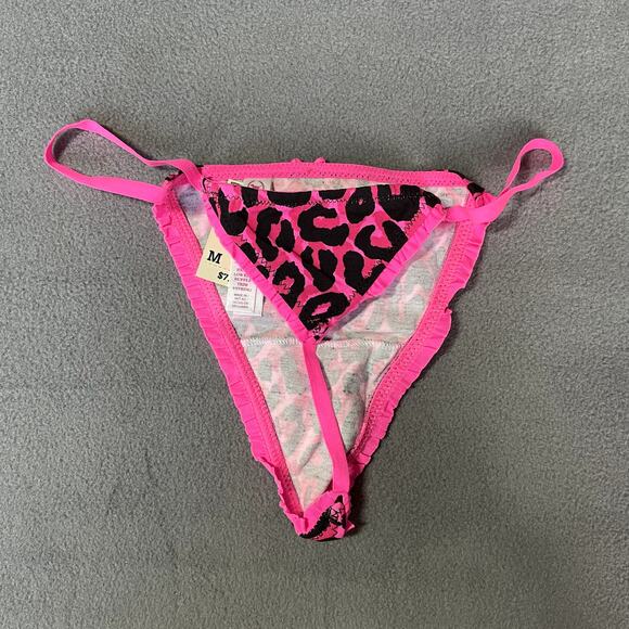 Victoria's Secret PINK 2011 Ruffle Trim V-String Panty Thong Animal Print RARE - Picture 3 of 8